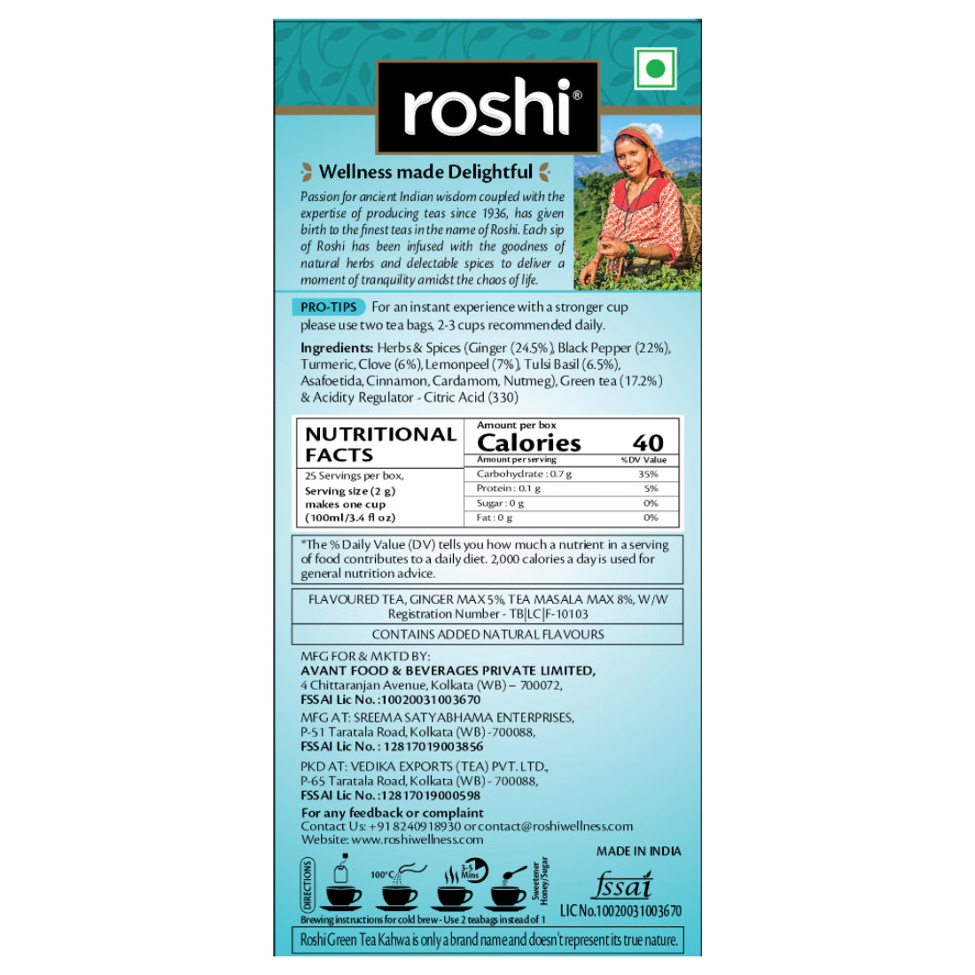 Roshi Green Tea Kahwa | 25 teabags