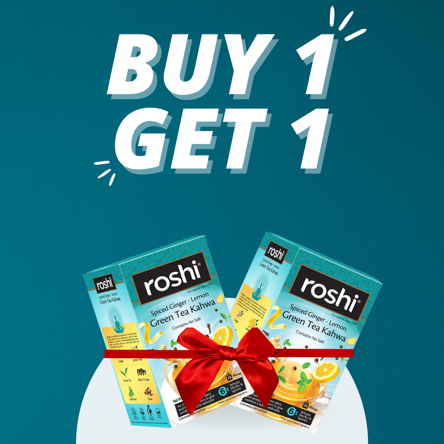Combo - Roshi Green Tea Kahwa | 50 teabags | Cold- cough relief, overall immunity booster